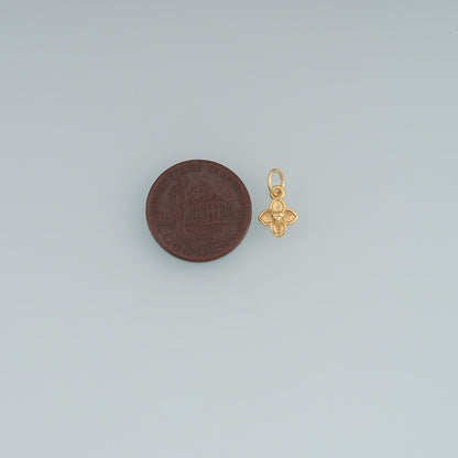 18K Gold Filled Flower Pendant,Minimalist Charm Bracelet Necklace for DIY Jewelry Making Supply