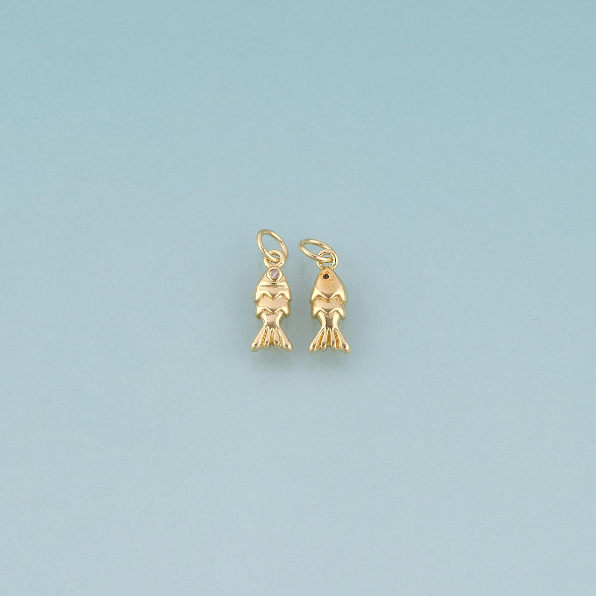 18K Gold Filled CZ Fish Pendant,Minimalist Charm Bracelet Necklace for DIY Jewelry Making Supply