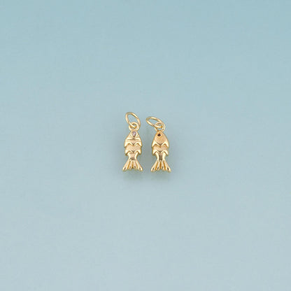 18K Gold Filled CZ Fish Pendant,Minimalist Charm Bracelet Necklace for DIY Jewelry Making Supply