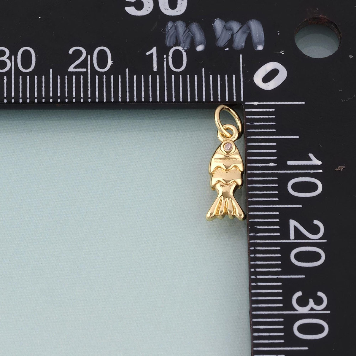 18K Gold Filled CZ Fish Pendant,Minimalist Charm Bracelet Necklace for DIY Jewelry Making Supply