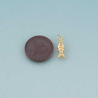 18K Gold Filled CZ Fish Pendant,Minimalist Charm Bracelet Necklace for DIY Jewelry Making Supply
