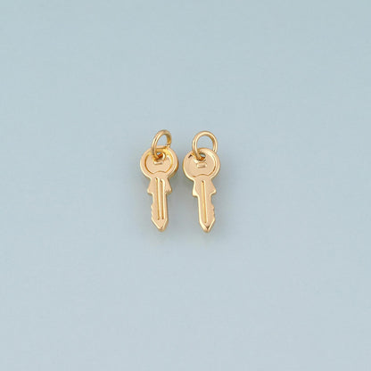 18K Gold Filled Key Charm Pendant for Jewelry Making