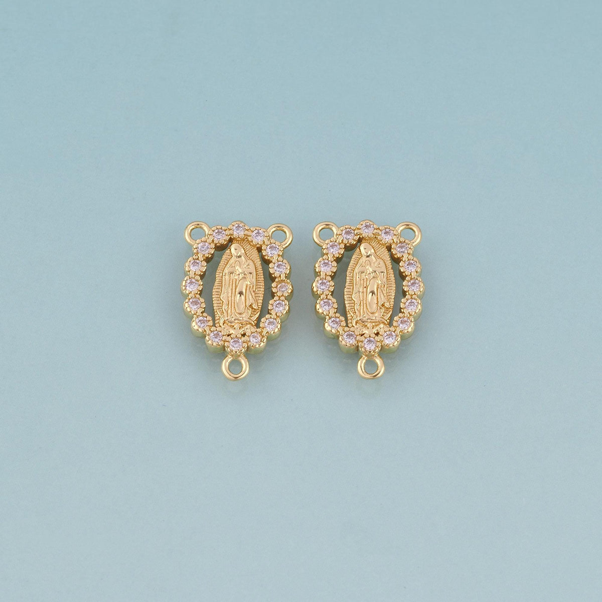 18K Gold Filled CZ Cutout Virgin Mary Connector,Our Lady Connector Bracelet Necklace for DIY Jewelry Making Supply