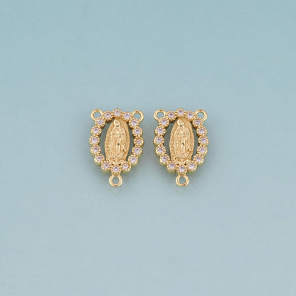 18K Gold Filled CZ Cutout Virgin Mary Connector,Our Lady Connector Bracelet Necklace for DIY Jewelry Making Supply