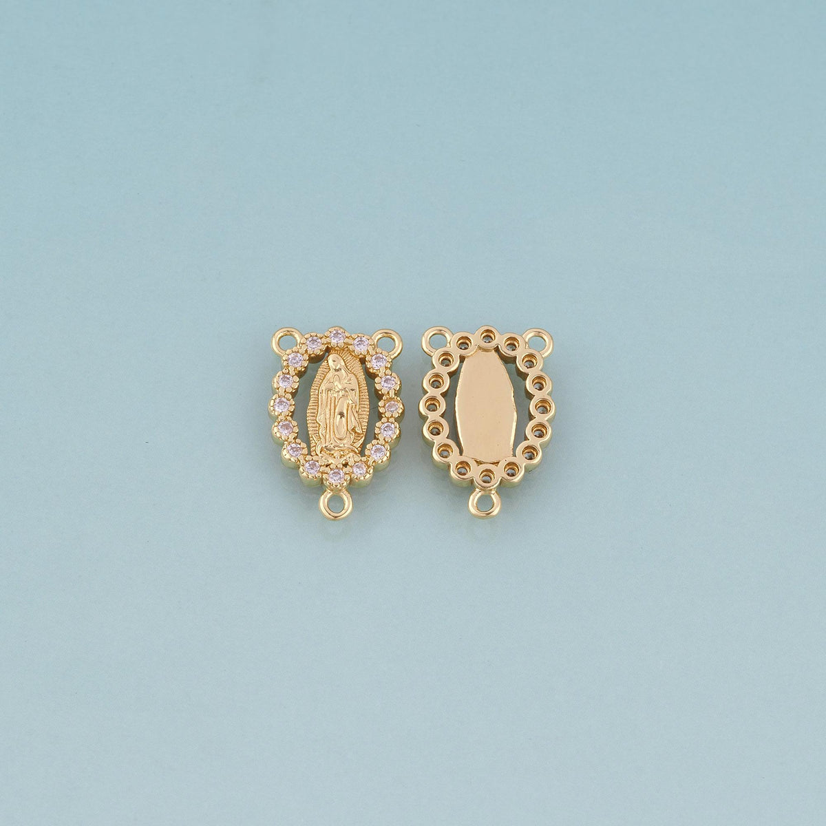 18K Gold Filled CZ Cutout Virgin Mary Connector,Our Lady Connector Bracelet Necklace for DIY Jewelry Making Supply