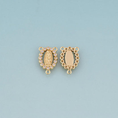 18K Gold Filled CZ Cutout Virgin Mary Connector,Our Lady Connector Bracelet Necklace for DIY Jewelry Making Supply