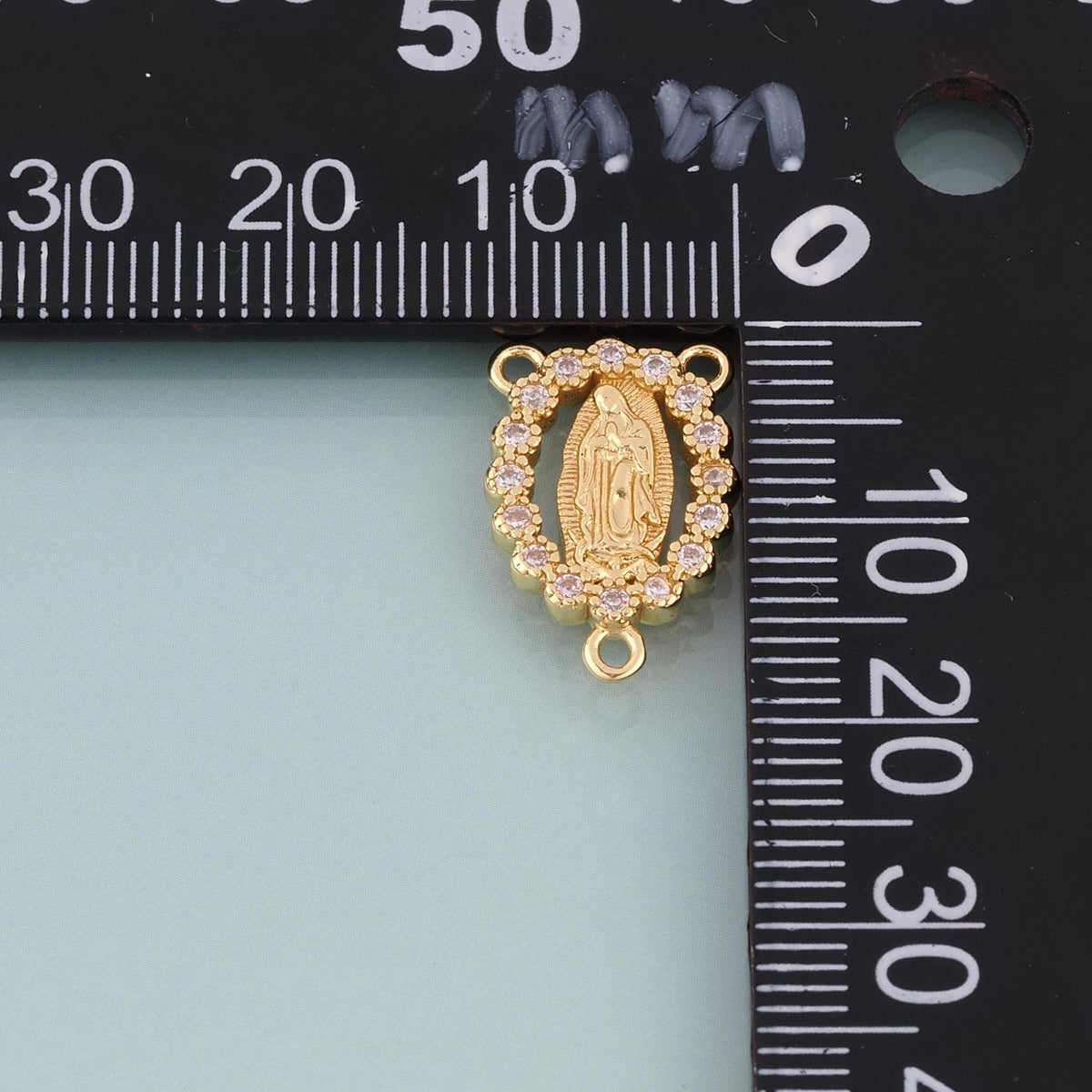 18K Gold Filled CZ Cutout Virgin Mary Connector,Our Lady Connector Bracelet Necklace for DIY Jewelry Making Supply