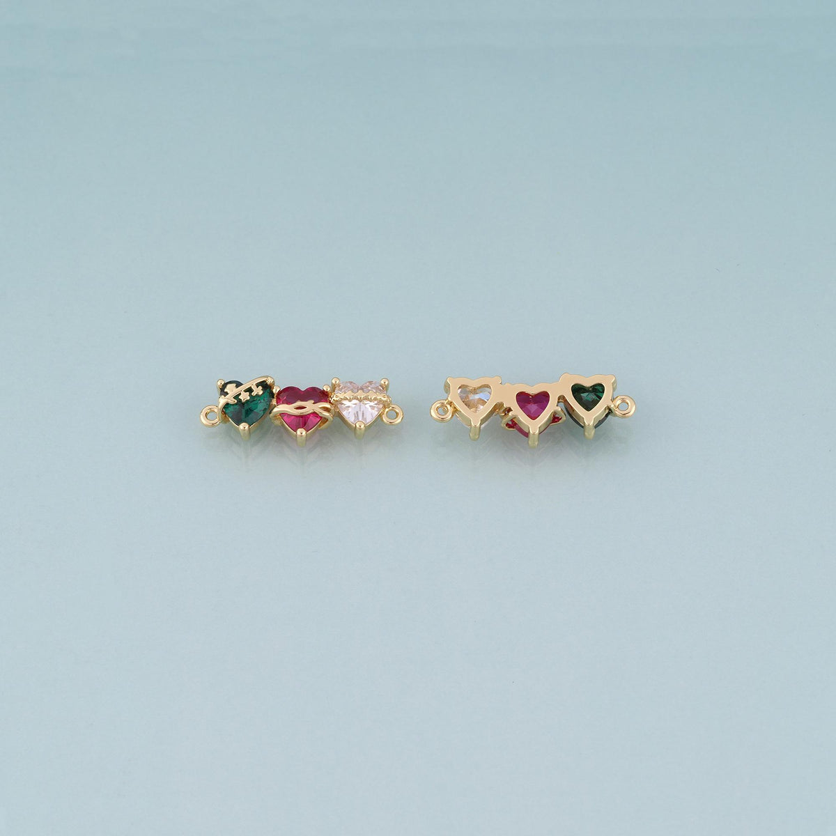 18K Gold Filled Crystal Heart Connector for Jewelry Making