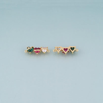 18K Gold Filled Crystal Heart Connector for Jewelry Making