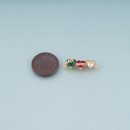 18K Gold Filled Crystal Heart Connector for Jewelry Making