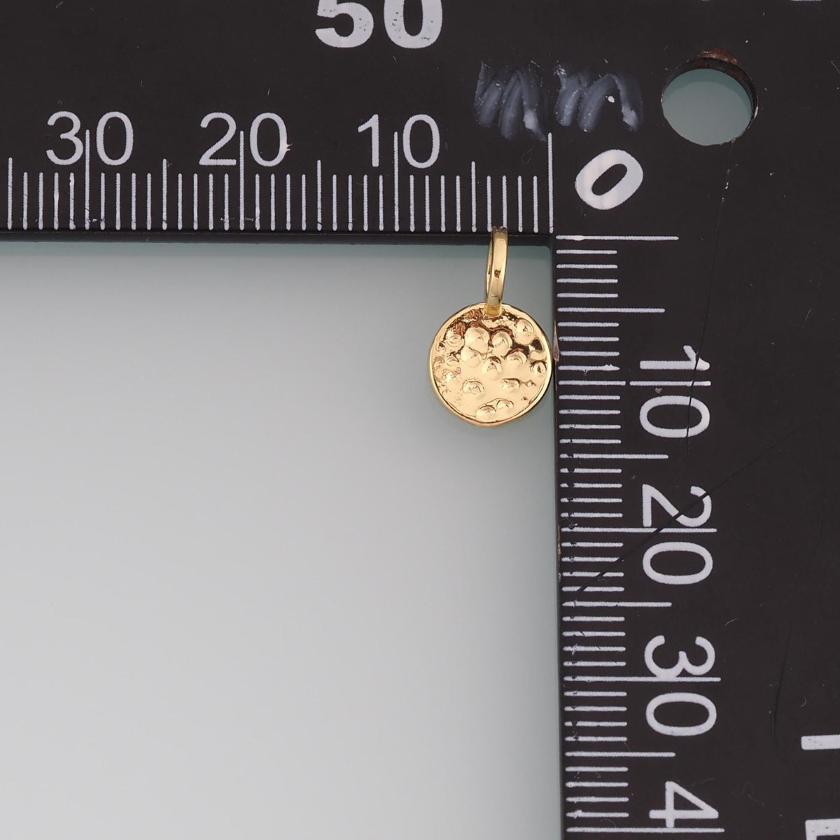 18K Gold Filled Hammered Texture Round Pendant,Round Charm Bracelet Necklace for DIY Jewelry Making Supply