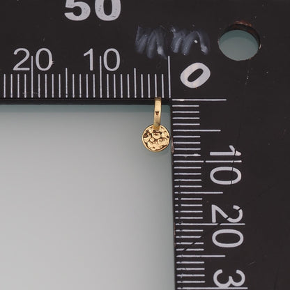 18K Gold Filled Hammered Texture Round Pendant,Round Charm Bracelet Necklace for DIY Jewelry Making Supply
