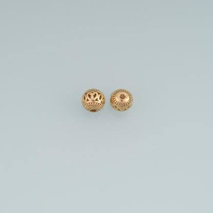 18K Gold Filled Openwork Filigree Round Bead,Minimalist Round Spacer Bead Bracelet Necklace for DIY Jewelry Making Supply