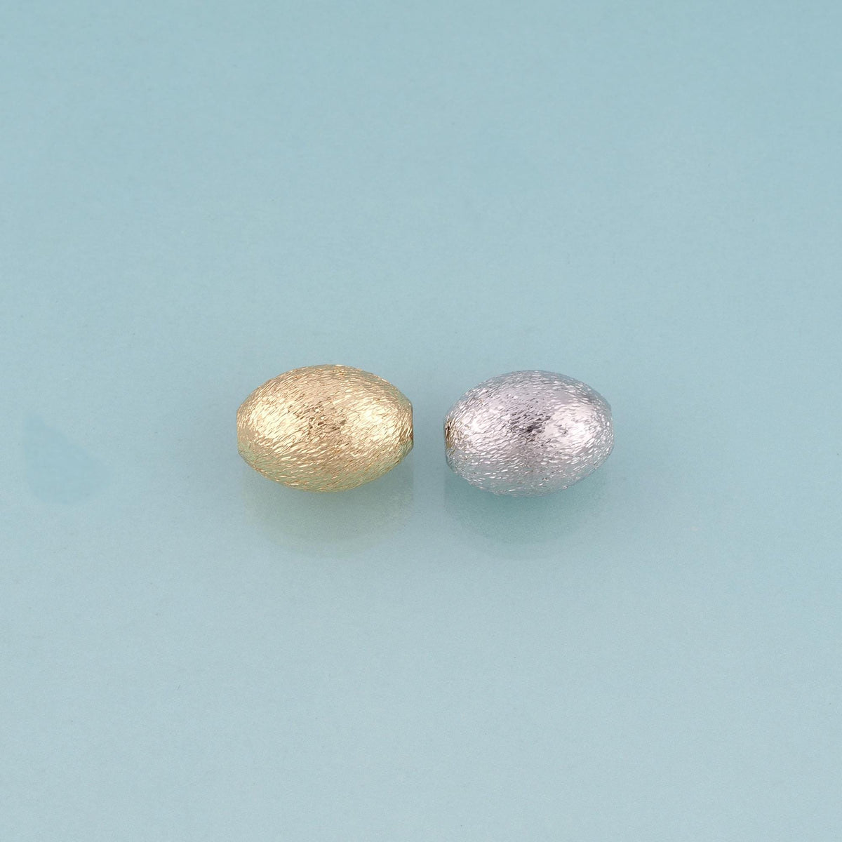 18K Gold Filled Matte Texture Oval Bead,Minimalist Oval Spacer Bead Bracelet Necklace for DIY Jewelry Making Supply