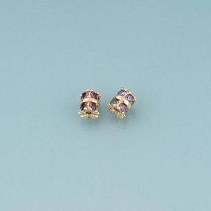 18K Gold Filled CZ Barrel Bead,Exquisite Barrel Spacer Bead Bracelet Necklace for DIY Jewelry Making Supply