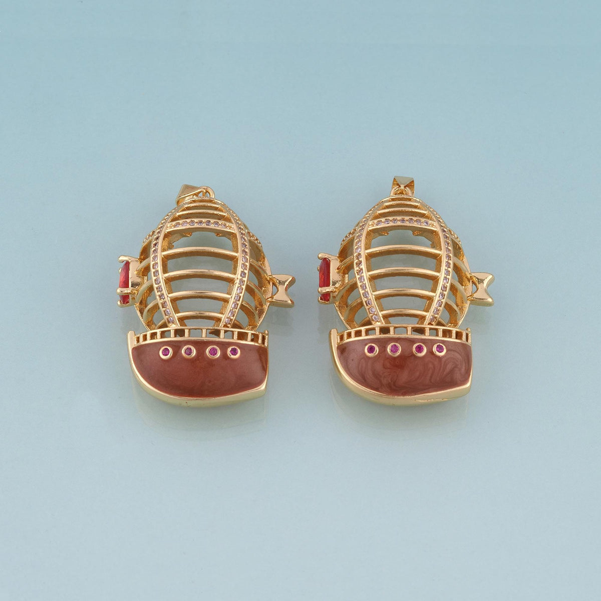 18K Gold Filled Enamel Airship Pendant,Steampunk Style Charm Bracelet Necklace for DIY Jewelry Making Supply