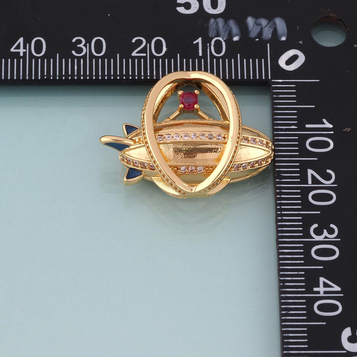18K Gold Filled CZ Airship Pendant,Retro Style Charm Bracelet Necklace for DIY Jewelry Making Supply
