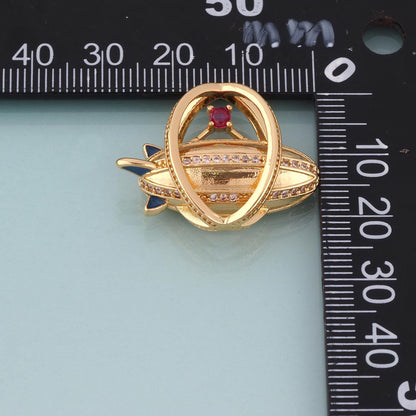 18K Gold Filled CZ Airship Pendant,Retro Style Charm Bracelet Necklace for DIY Jewelry Making Supply