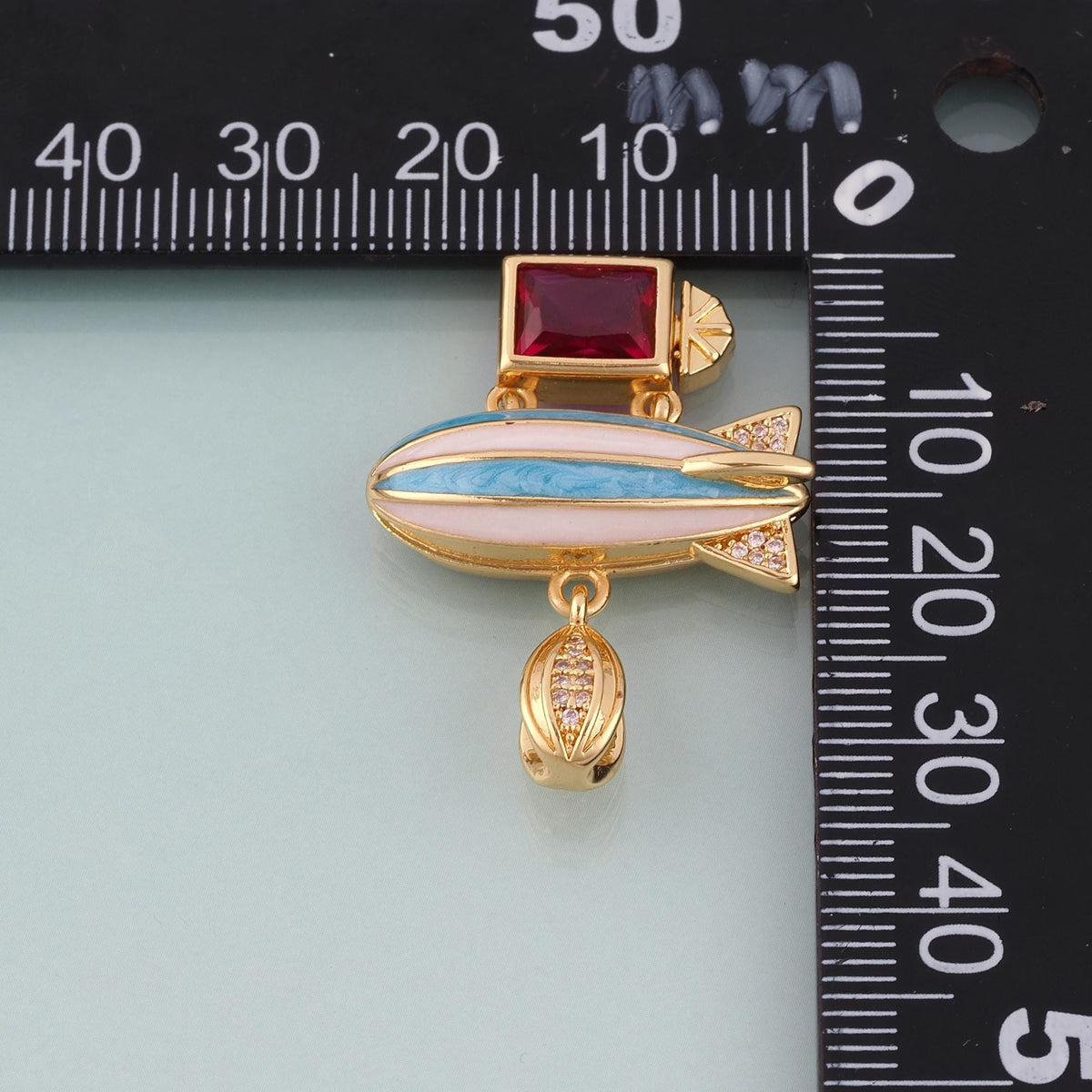 18K Gold Filled Enamel Hot Air Balloon Pendant,Cartoon Style Charm Bracelet Necklace for DIY Jewelry Making Supply