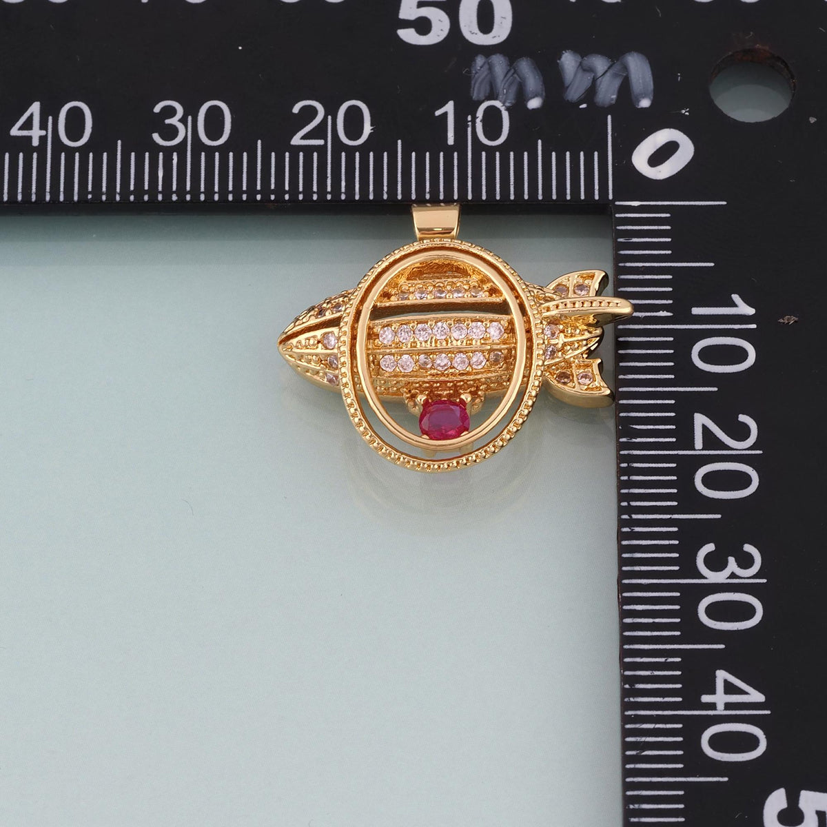 18K Gold Filled CZ Airship Pendant,Steampunk Style Charm Bracelet Necklace for DIY Jewelry Making Supply
