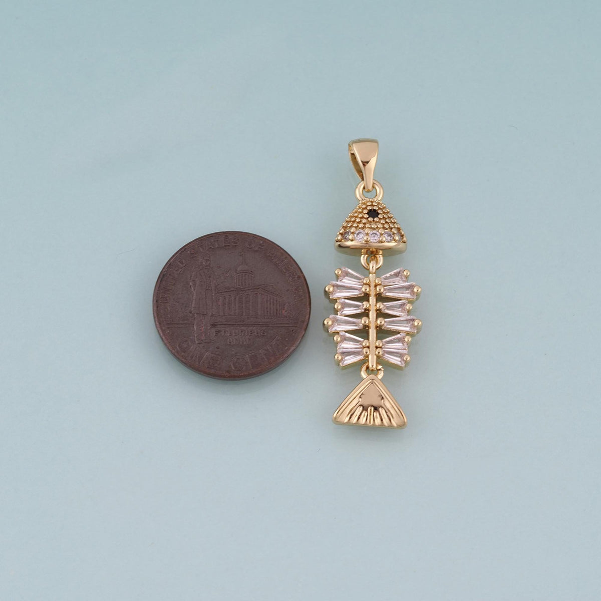 18K Gold Filled Crystal Fish Charm Pendant for Jewelry Making
