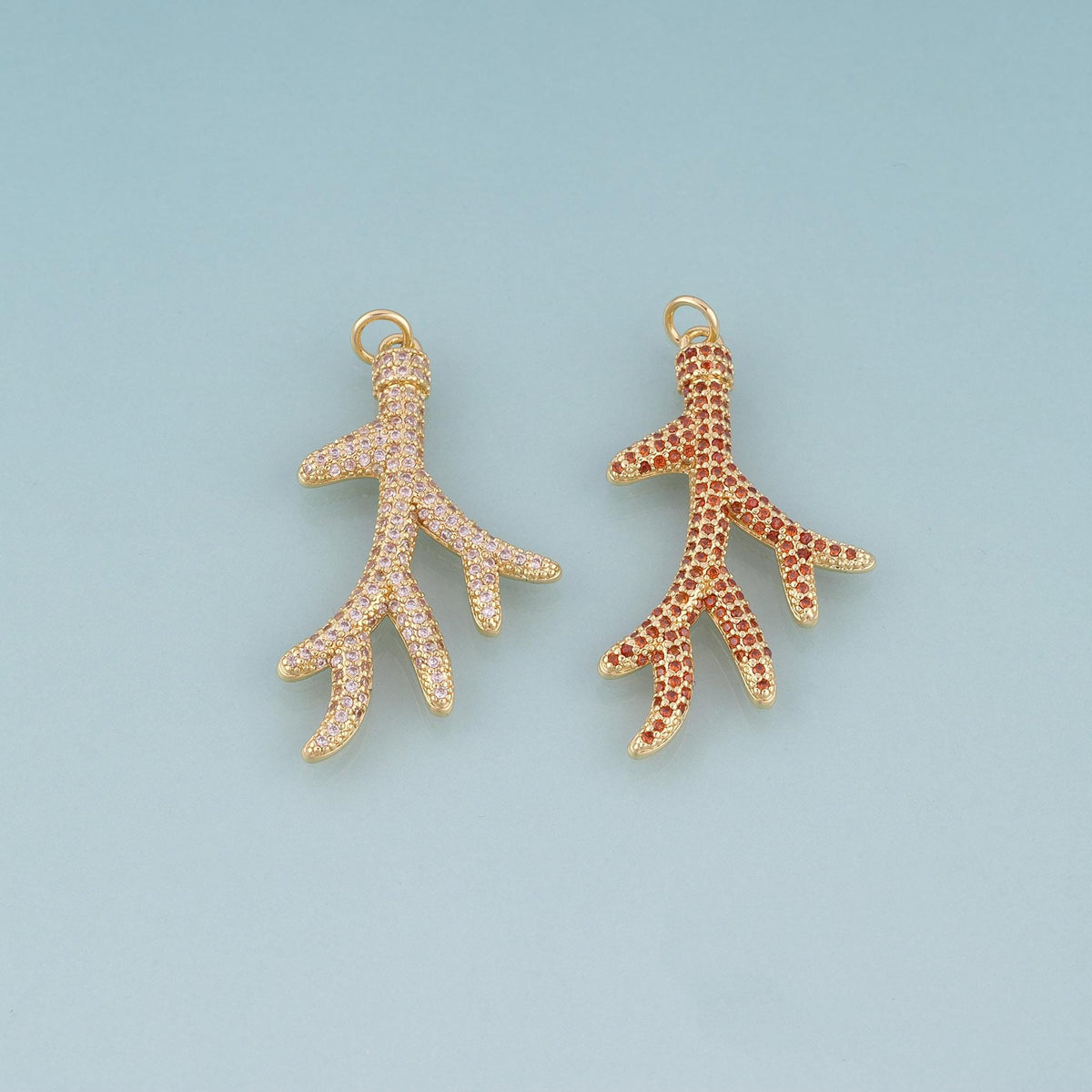 18K Gold Filled CZ Coral Branch Pendant,Exquisite Charm Bracelet Necklace for DIY Jewelry Making Supply
