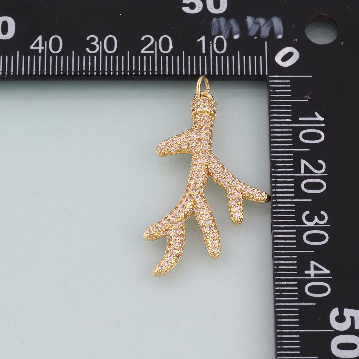 18K Gold Filled CZ Coral Branch Pendant,Exquisite Charm Bracelet Necklace for DIY Jewelry Making Supply