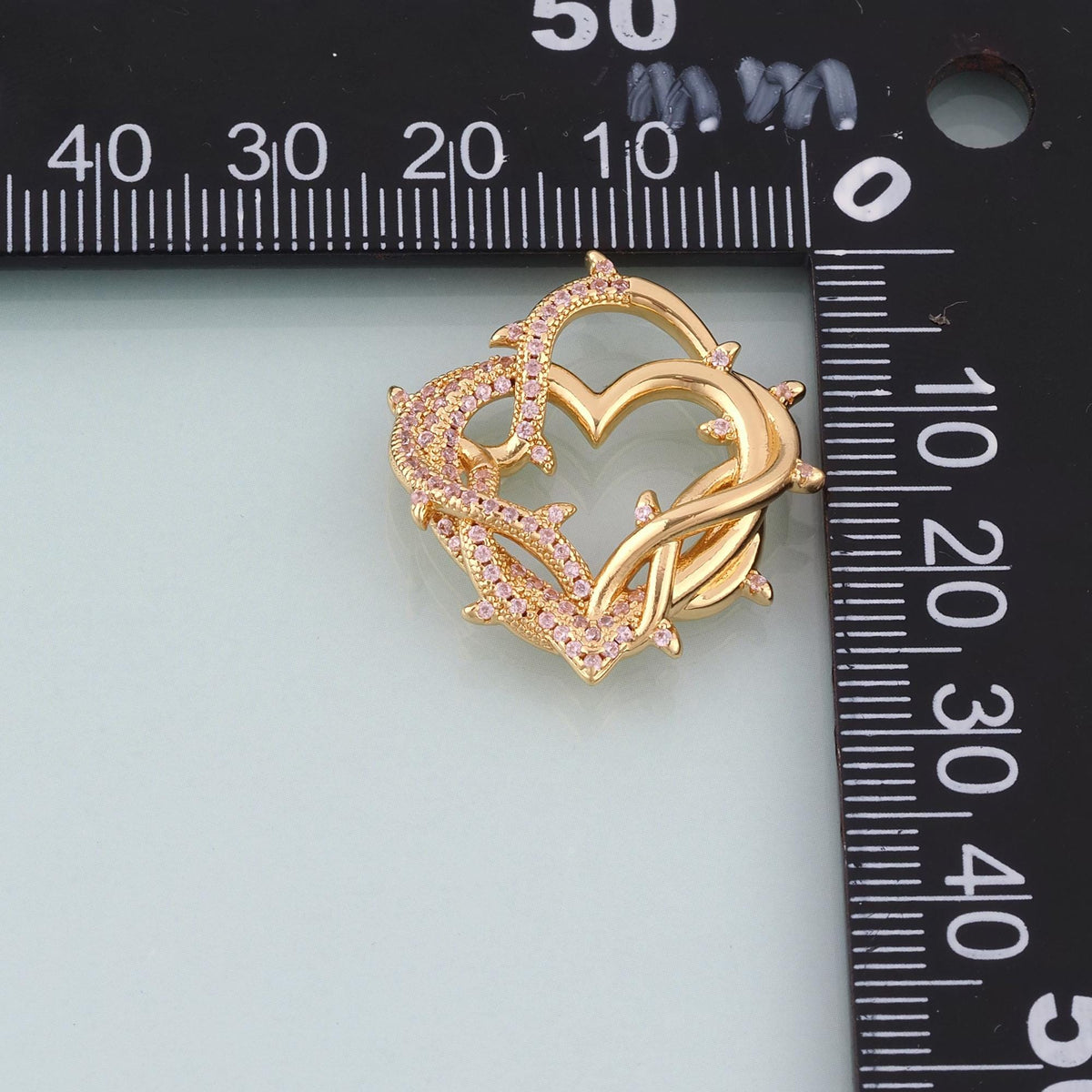 18K Gold Filled CZ Heart of Thorns Pendant,Romantic Charm Bracelet Necklace for DIY Jewelry Making Supply