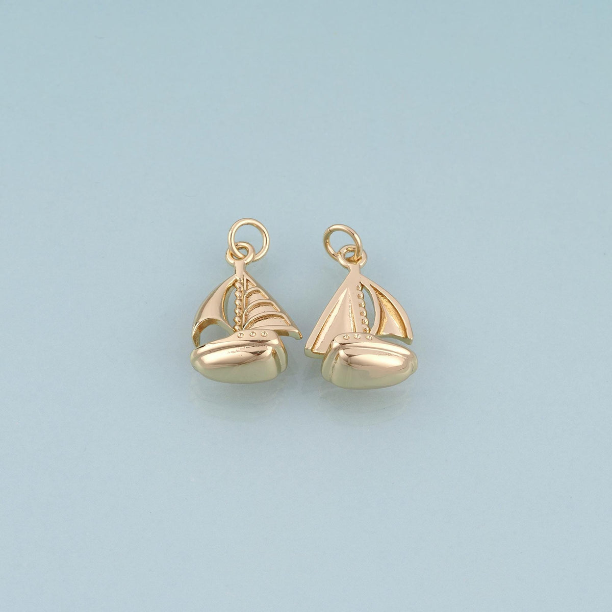 18K Gold Filled Sailboat Pendant,Nautical Boat Charm Bracelet Necklace for DIY Jewelry Making Supply