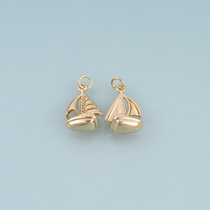 18K Gold Filled Sailboat Pendant,Nautical Boat Charm Bracelet Necklace for DIY Jewelry Making Supply