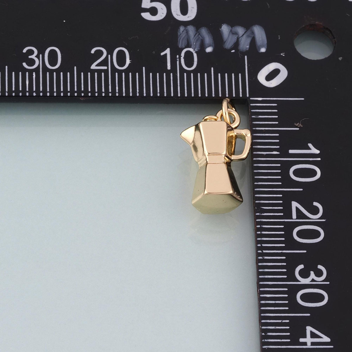 18K Gold Filled Moka Pot Pendant,Coffee Maker Charm Bracelet Necklace for DIY Jewelry Making Supply