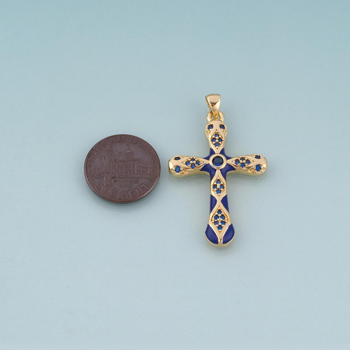 18K Gold Filled Enamel Cross Pendant,Exquisite Charm Bracelet Necklace for DIY Jewelry Making Supply