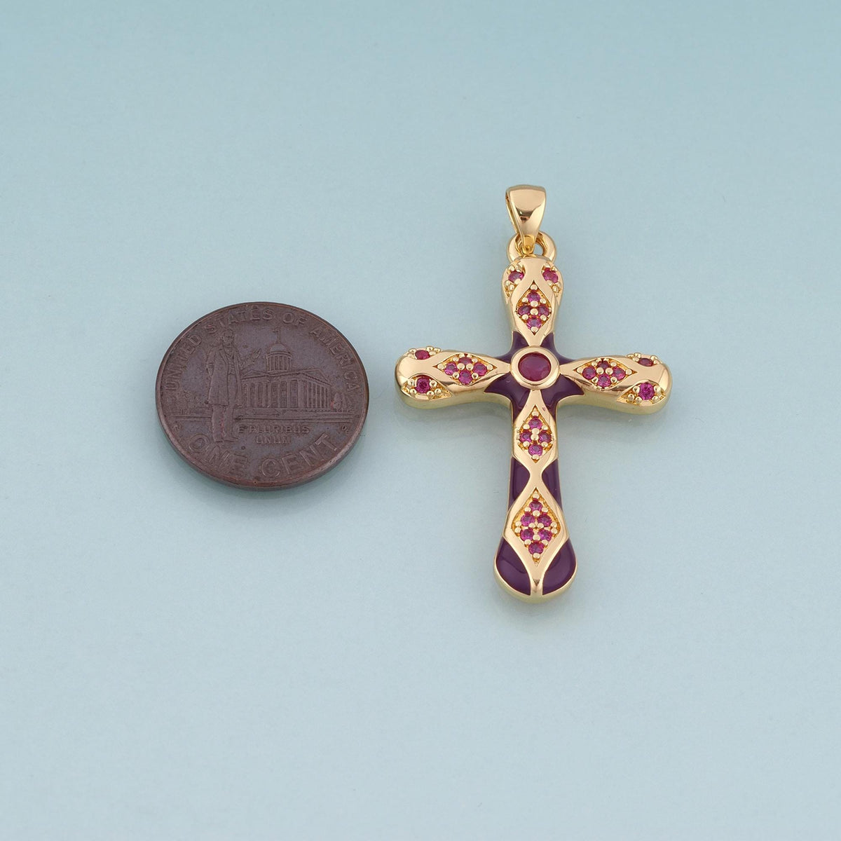 18K Gold Filled Enamel Cross Pendant,Exquisite Charm Bracelet Necklace for DIY Jewelry Making Supply