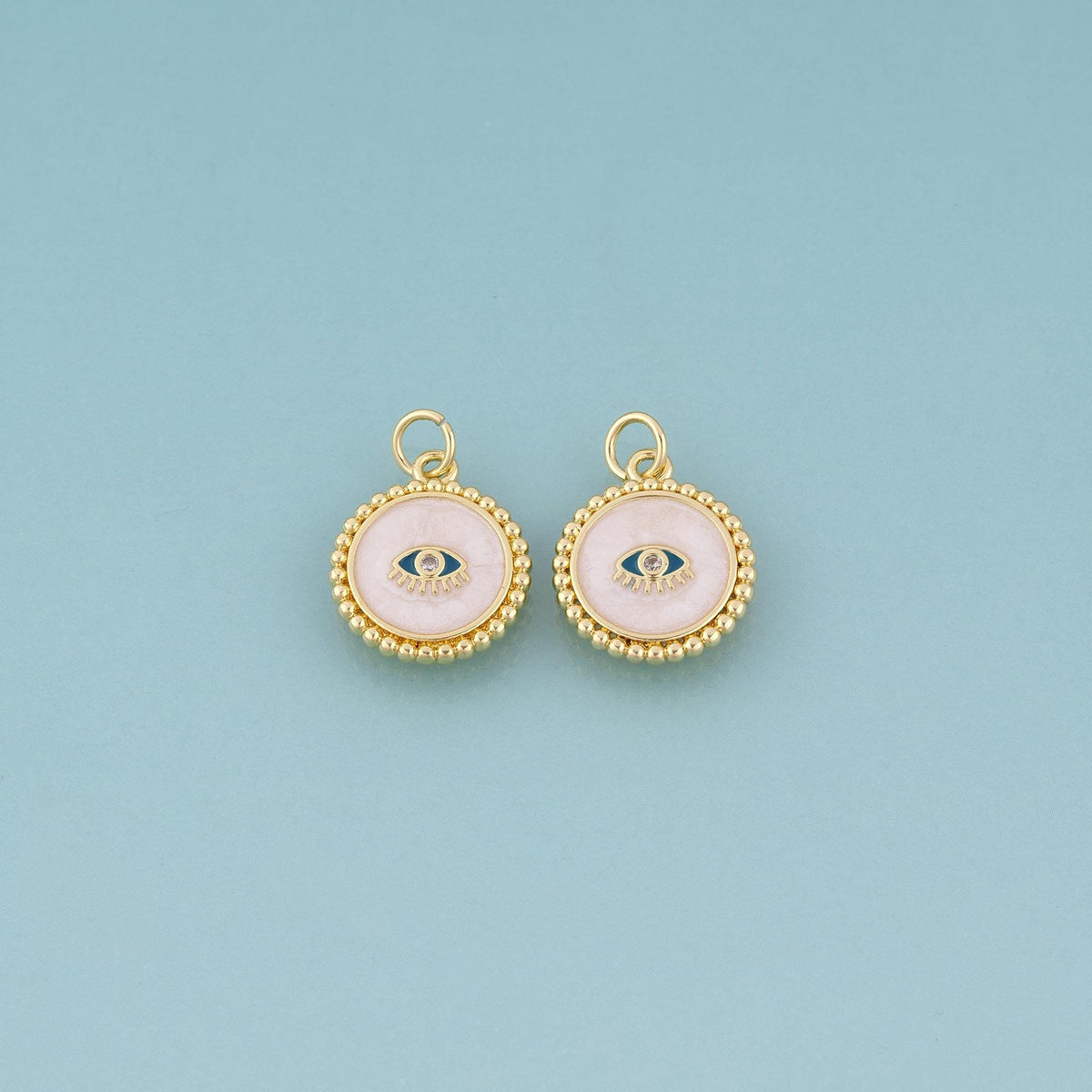 18K Gold Filled Enamel Evil Eye Charm Pendant for Jewelry Making