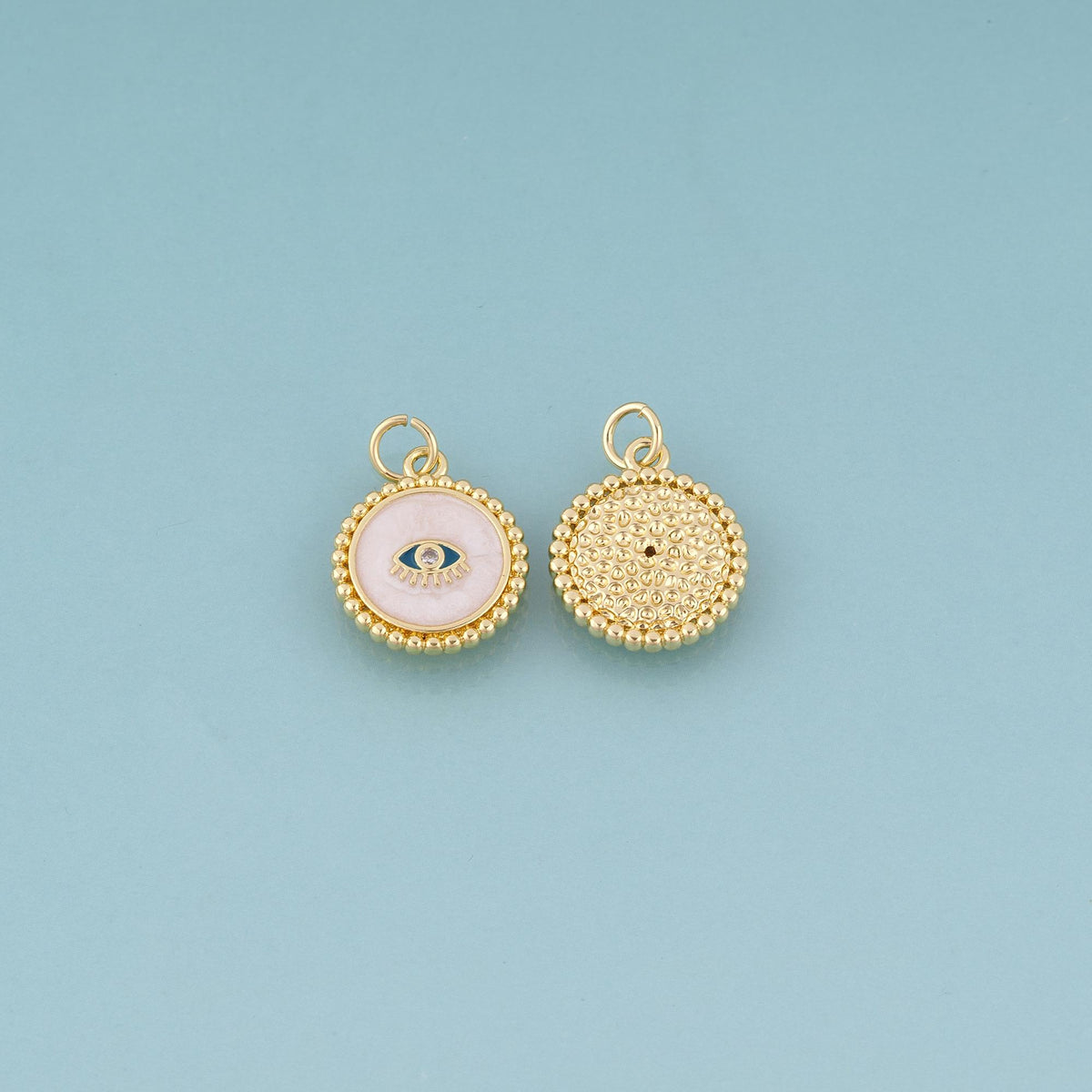 18K Gold Filled Enamel Evil Eye Charm Pendant for Jewelry Making