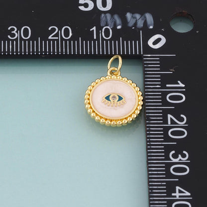 18K Gold Filled Enamel Evil Eye Charm Pendant for Jewelry Making