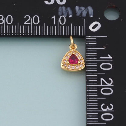 18K Gold Filled Red Gemstone Pendant,Exquisite Charm Bracelet Necklace for DIY Jewelry Making Supply