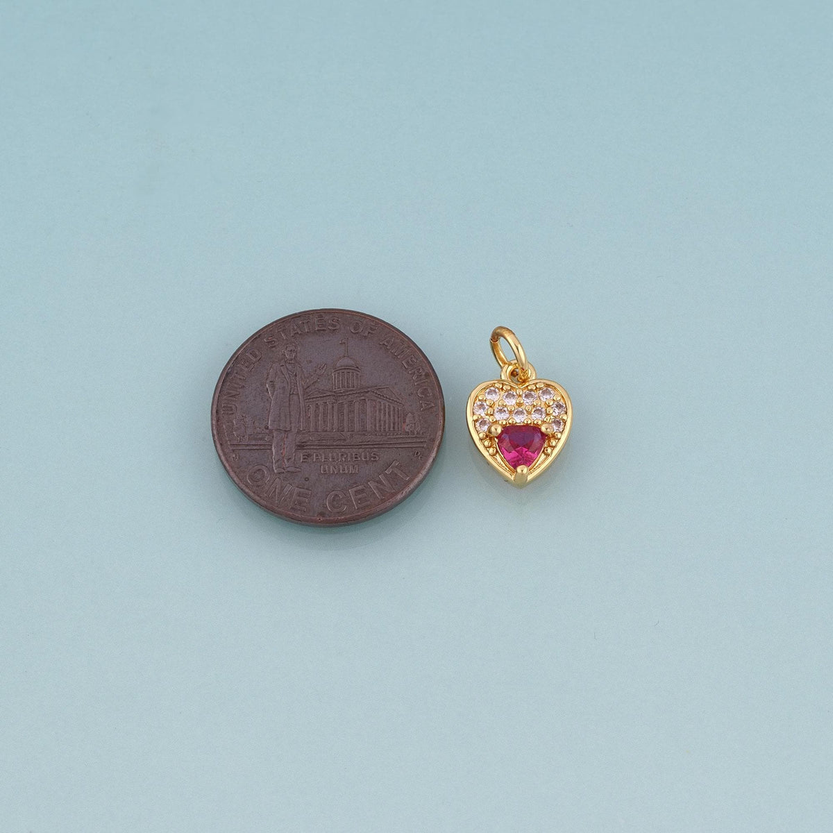 18K Gold Filled Red Gemstone Pendant,Exquisite Charm Bracelet Necklace for DIY Jewelry Making Supply