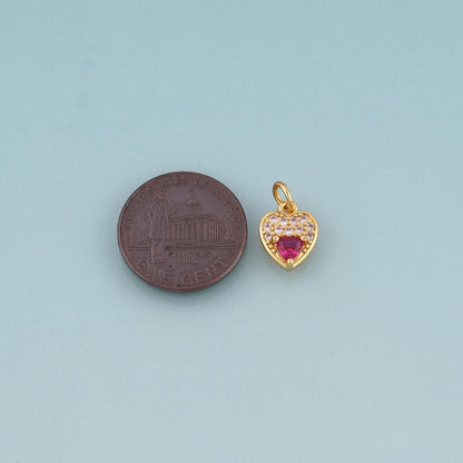 18K Gold Filled Red Gemstone Pendant,Exquisite Charm Bracelet Necklace for DIY Jewelry Making Supply