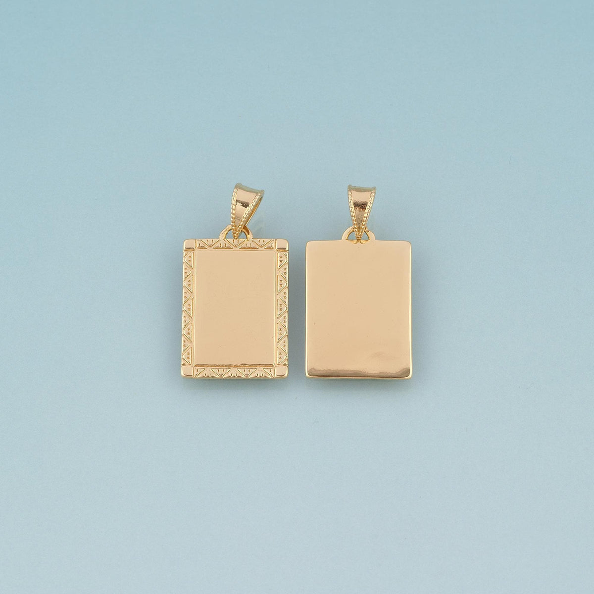 18K Gold Filled Rectangle Pendant,Minimalist Charm Bracelet Necklace for DIY Jewelry Making Supply