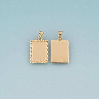 18K Gold Filled Rectangle Pendant,Minimalist Charm Bracelet Necklace for DIY Jewelry Making Supply