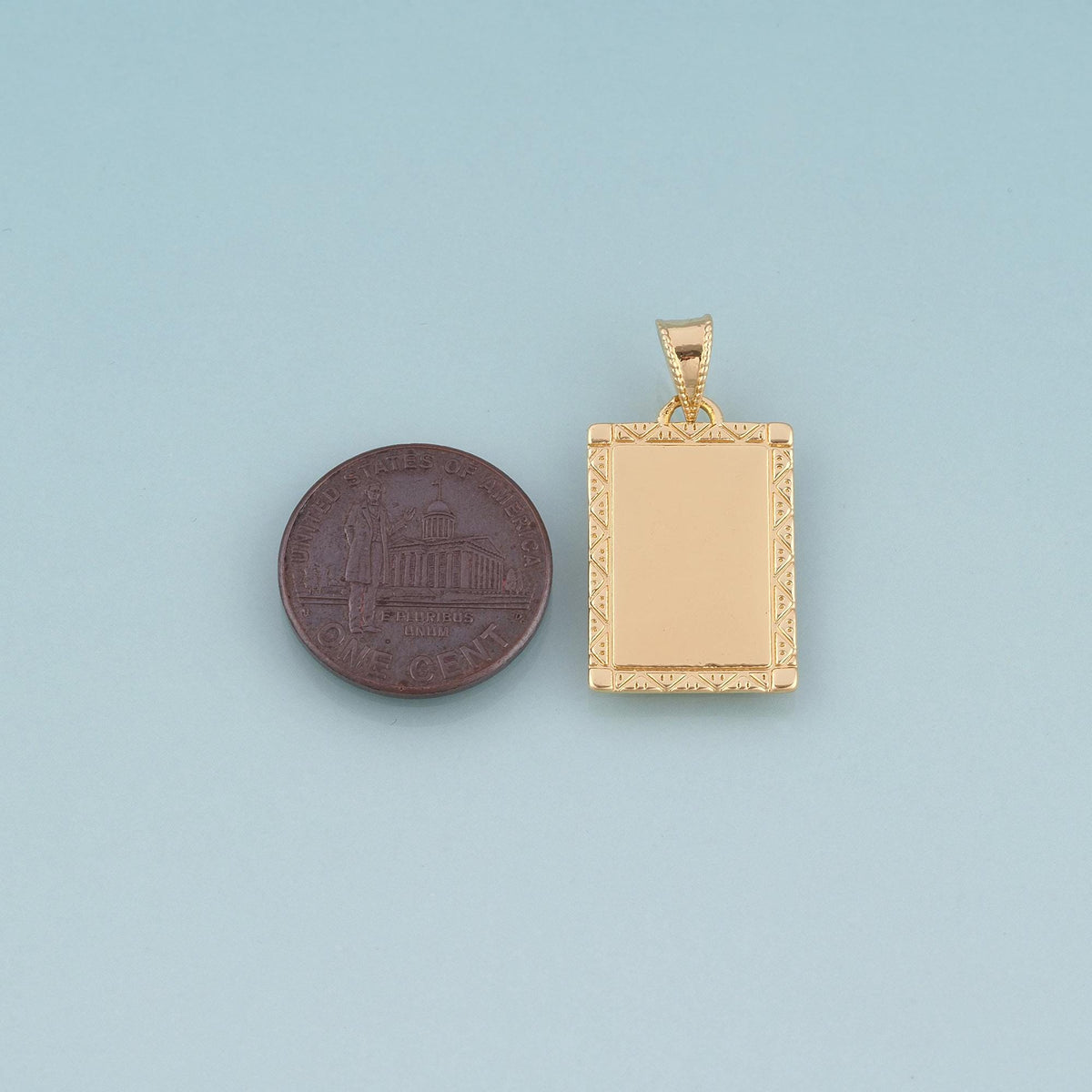 18K Gold Filled Rectangle Pendant,Minimalist Charm Bracelet Necklace for DIY Jewelry Making Supply