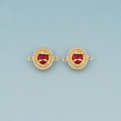 18K Gold Filled Enamel Sacred Heart Connector,Exquisite Connector Bracelet Necklace for DIY Jewelry Making Supply