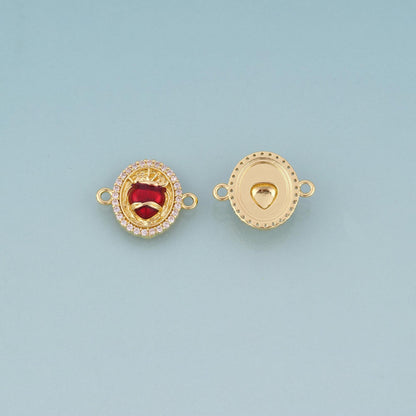 18K Gold Filled Enamel Sacred Heart Connector,Exquisite Connector Bracelet Necklace for DIY Jewelry Making Supply