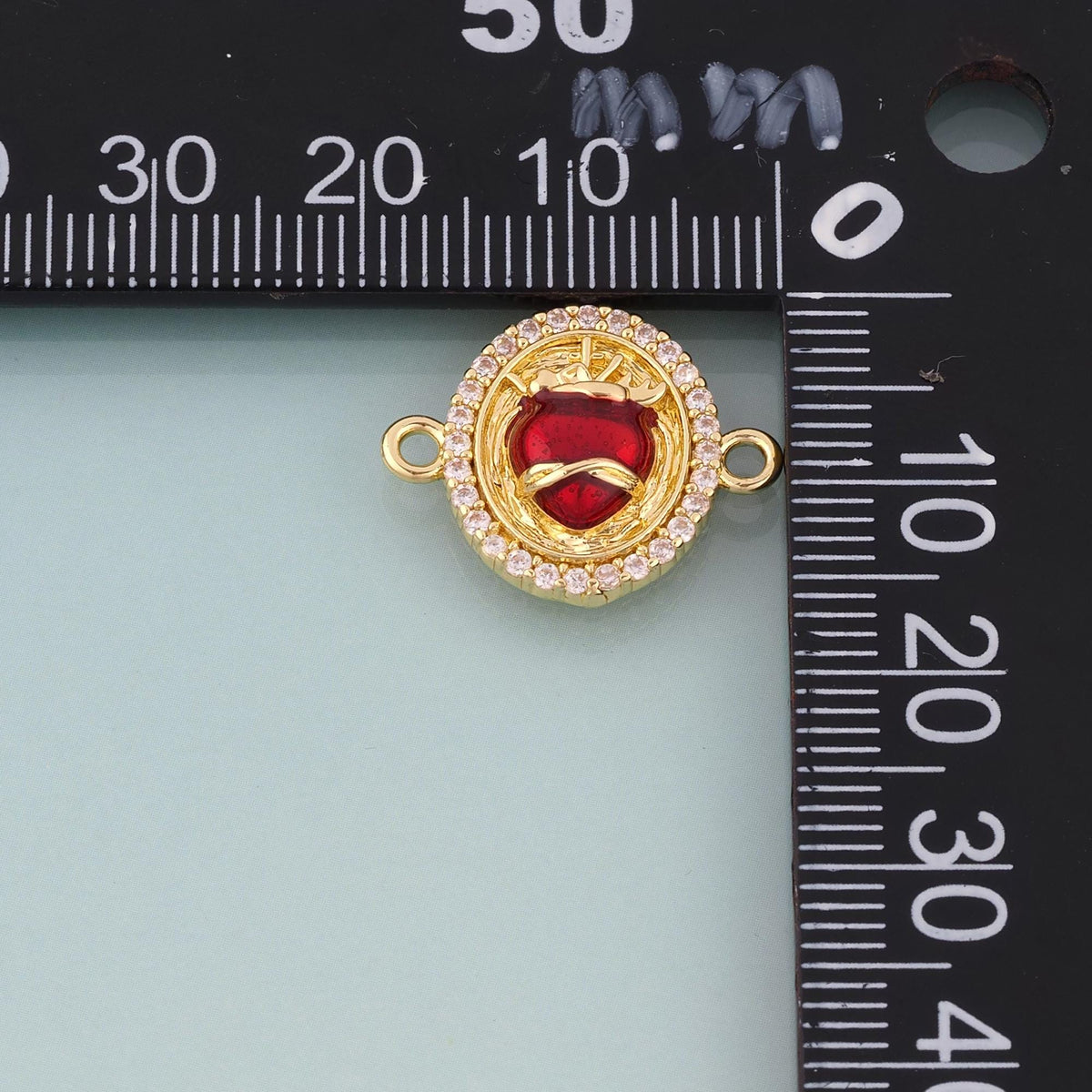 18K Gold Filled Enamel Sacred Heart Connector,Exquisite Connector Bracelet Necklace for DIY Jewelry Making Supply