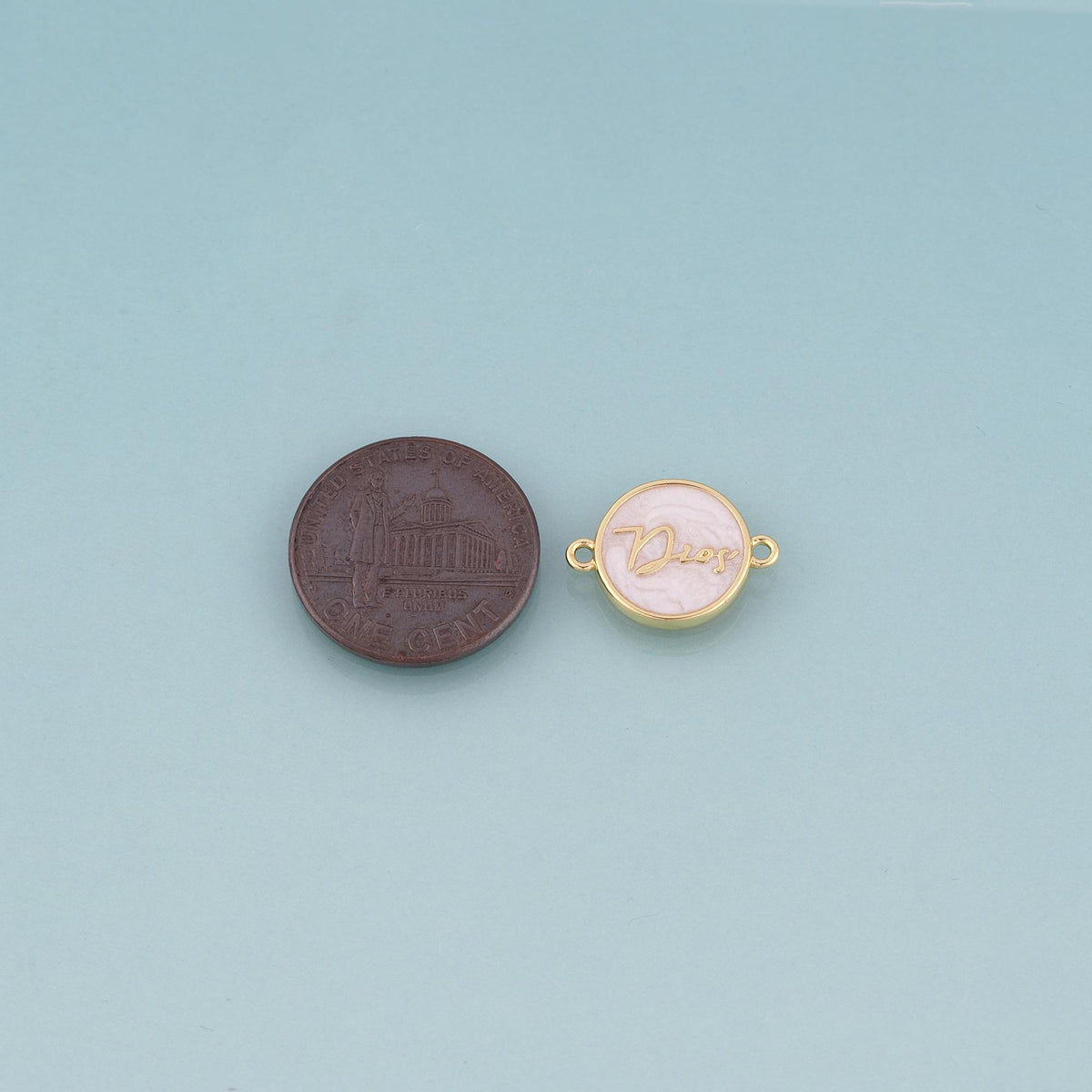 18K Gold Filled Enamel Dios Round Connector,Faith Word Connector Bracelet Necklace for DIY Jewelry Making Supply
