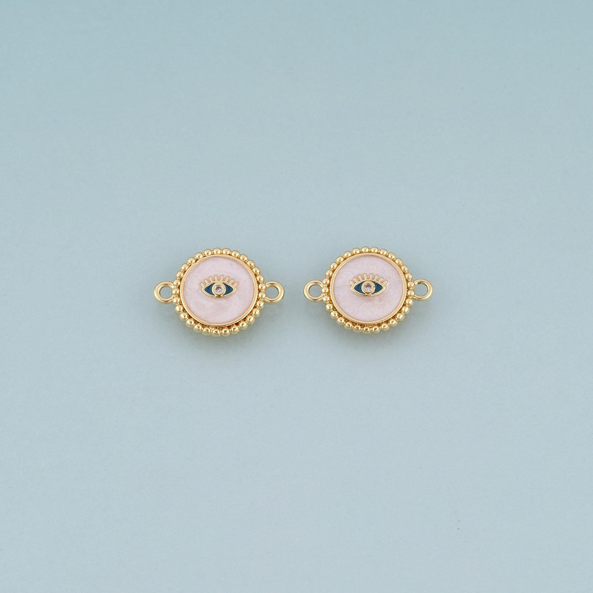 18K Gold Filled Enamel Evil Eye Round Connector,Evil Eye Connector Bracelet Necklace for DIY Jewelry Making Supply