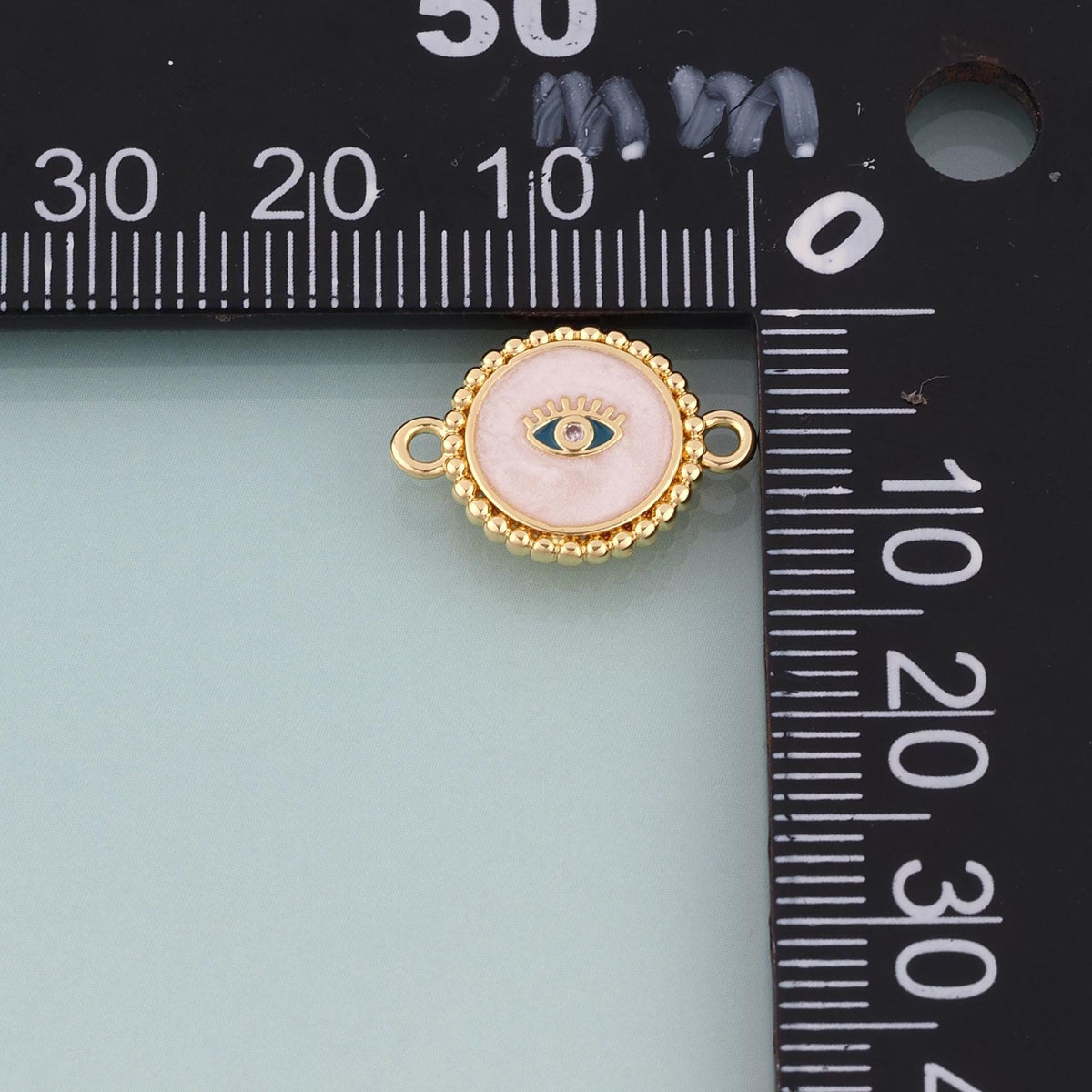 18K Gold Filled Enamel Evil Eye Round Connector,Evil Eye Connector Bracelet Necklace for DIY Jewelry Making Supply