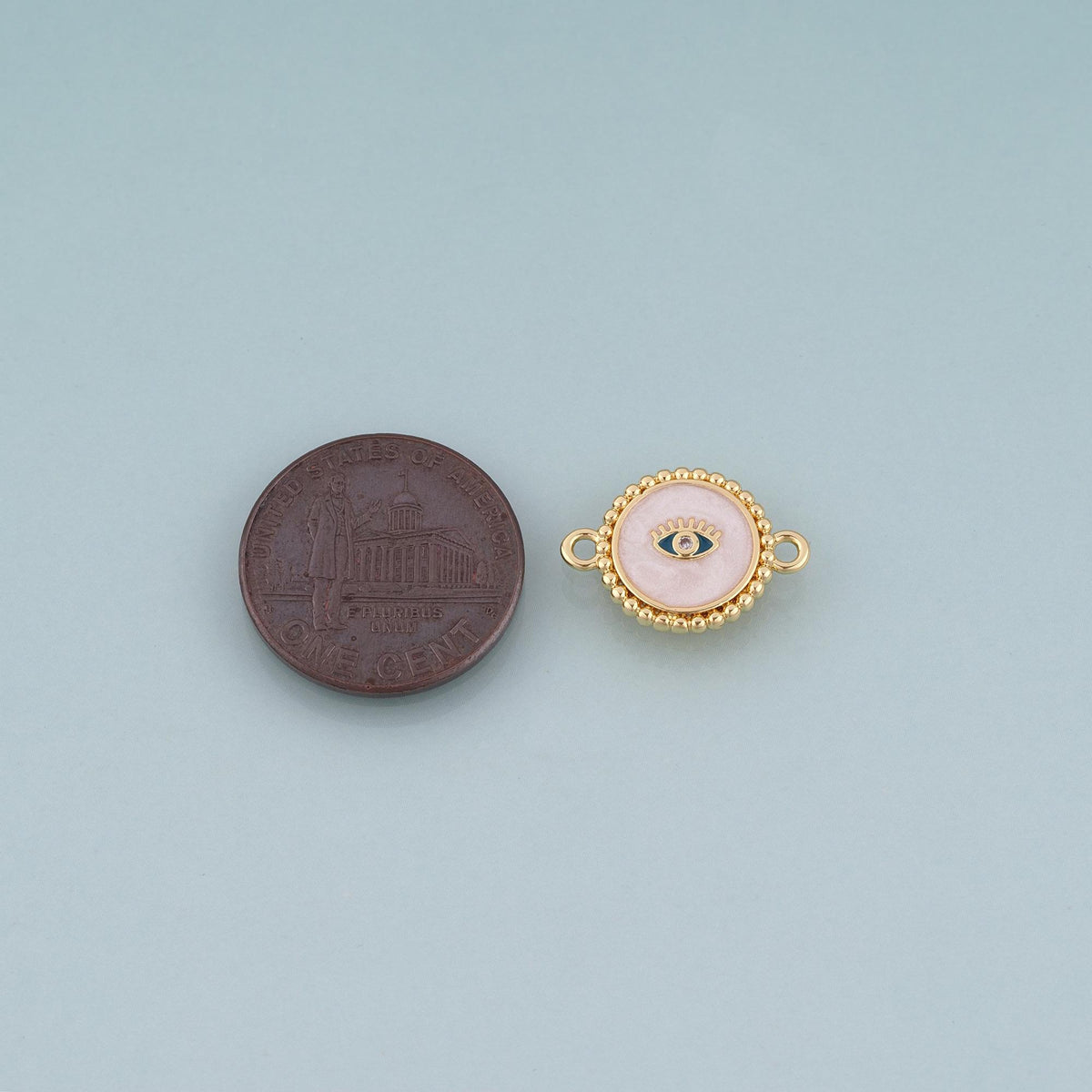18K Gold Filled Enamel Evil Eye Round Connector,Evil Eye Connector Bracelet Necklace for DIY Jewelry Making Supply