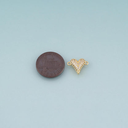 18K Gold Filled Pave CZ Heart Connector,Heart Connector Bracelet Necklace for DIY Jewelry Making Supply